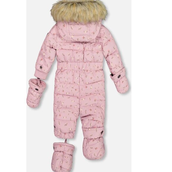 Deux par Deux One Piece Baby Snowsuit Rose Printed Mini Flowers 24M - Picture 4 of 11